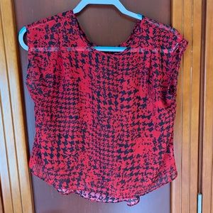 Aqua Red & Black Blouse